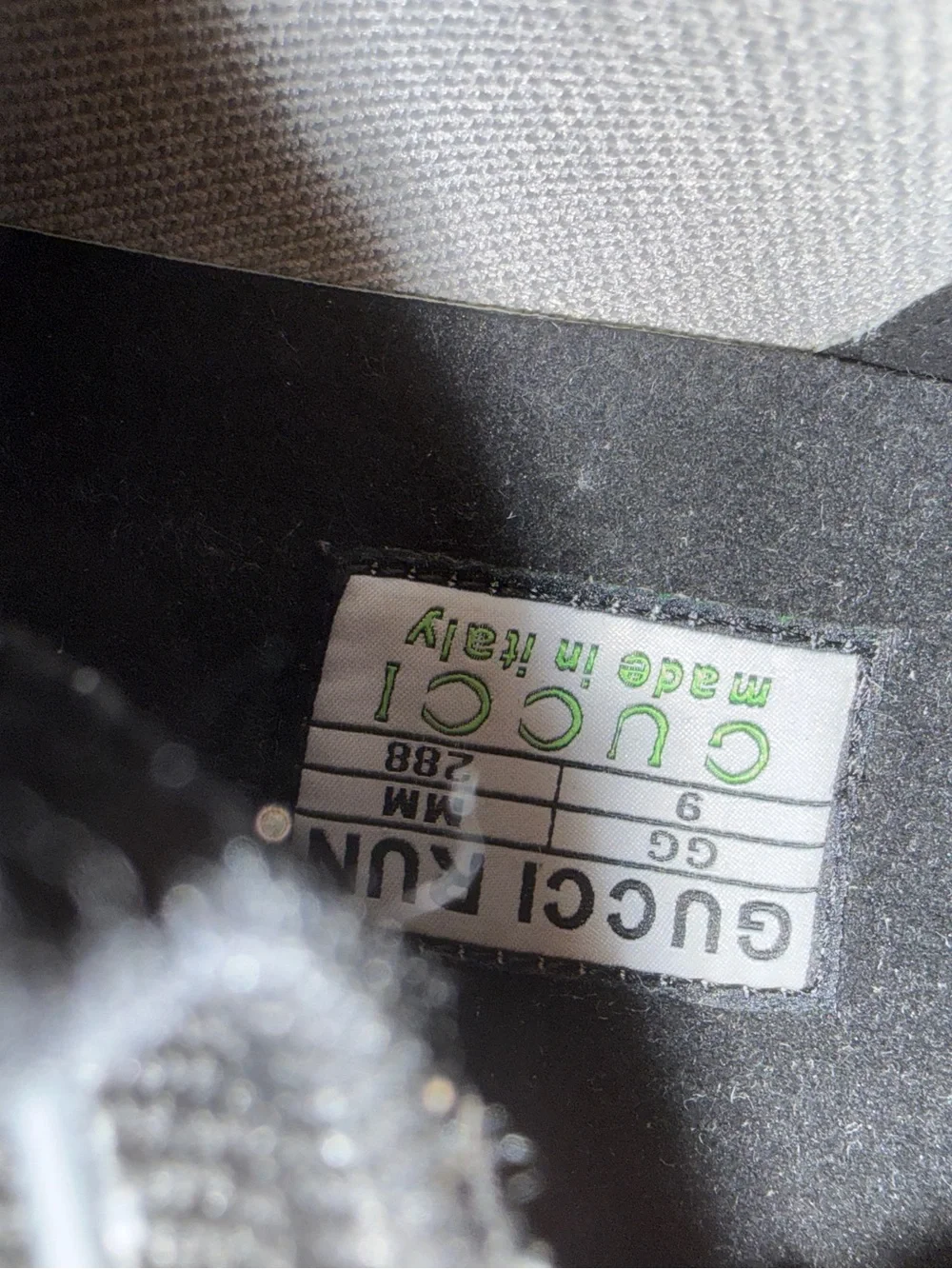 Gucci Black Sneakers with Green Logo Detail